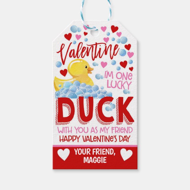 Étiquettes-cadeau Balise Lucky Duck Valentine Favor (Devant)