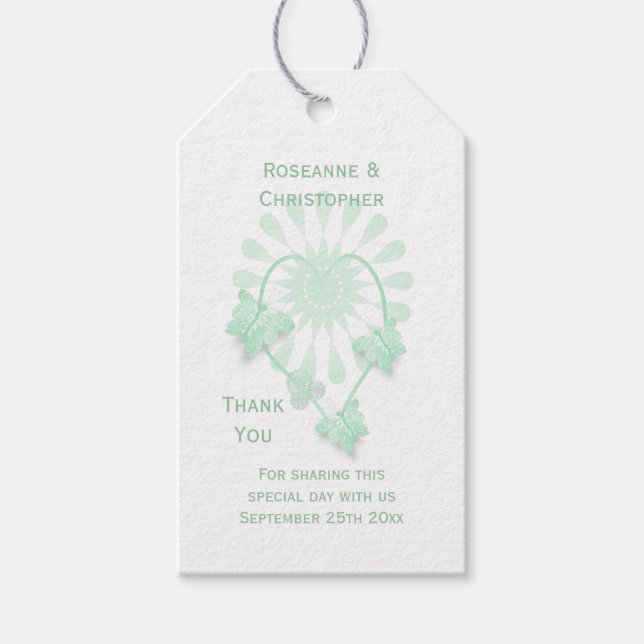 Étiquettes-cadeau Balise mariage Cadeau Pepperment Papillons Coeur (Devant)