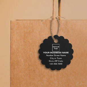 Étiquettes Cadeau Balise Marque d'entreprise sur forme arrondie à ba