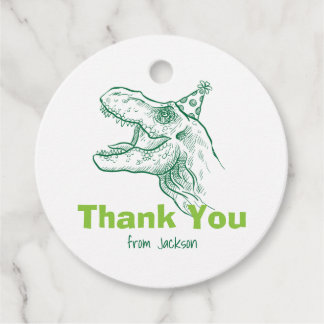 Étiquettes Cadeau Balise Merci d'anniversaire de Dinosaur