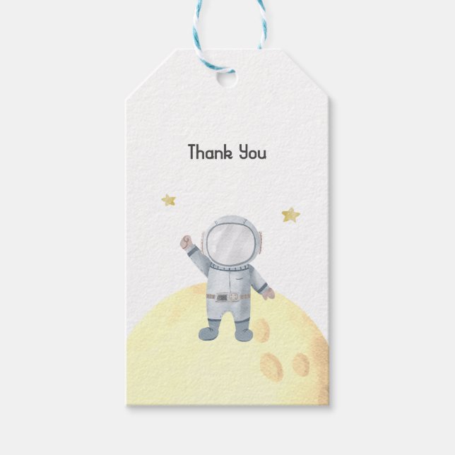 Étiquettes-cadeau Balise Merci d'anniversaire de l'astronaute (Devant)