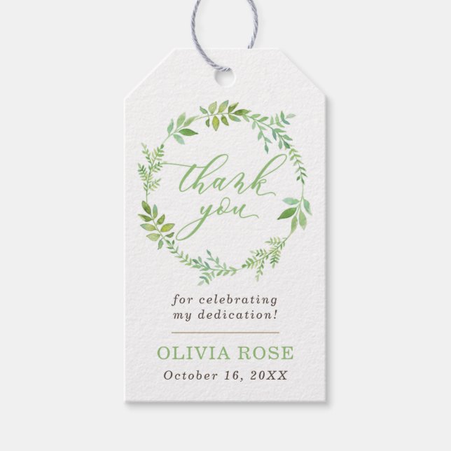 Étiquettes-cadeau Balise Merci de couronne verte, BOHO (Devant)