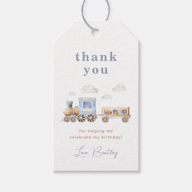 Étiquettes-cadeau Balise Merci de fête d'anniversaire du train (Devant)