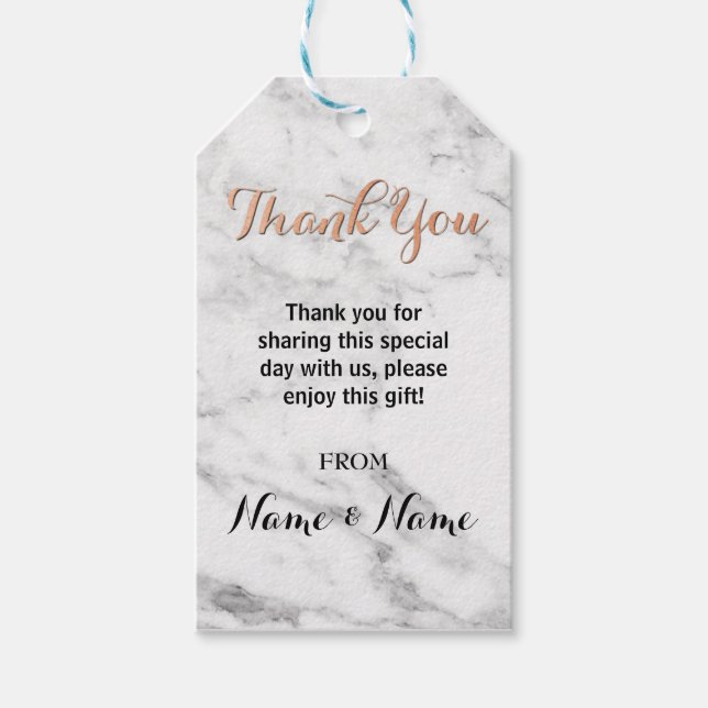 Étiquettes-cadeau Balise Merci de marbre Fleur Faveur Balises Mariag (Devant)