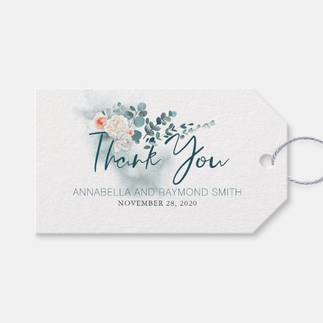 Étiquettes-cadeau Balise Merci mariage | Eucalyptus Typographie (Devant (Horizontal))