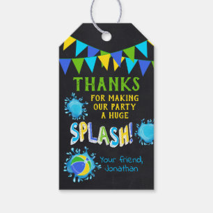 Étiquettes-cadeau Balise Merci Pool Party Blue Green Faver