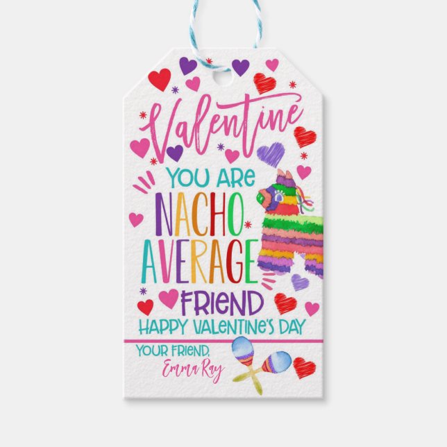 Étiquettes-cadeau Balise Nacho Valentine Favor Moyenne (Devant)