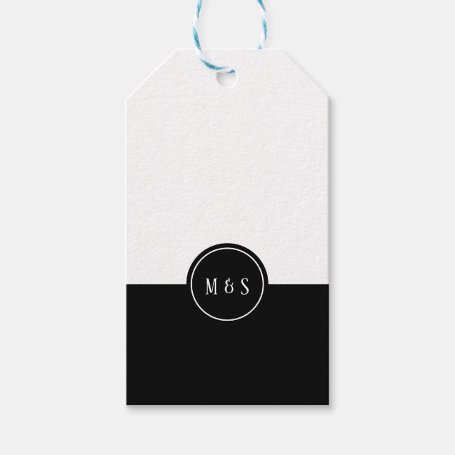 Étiquettes-cadeau Balise Noir & Blanc Classique Favor Mariage (Devant)