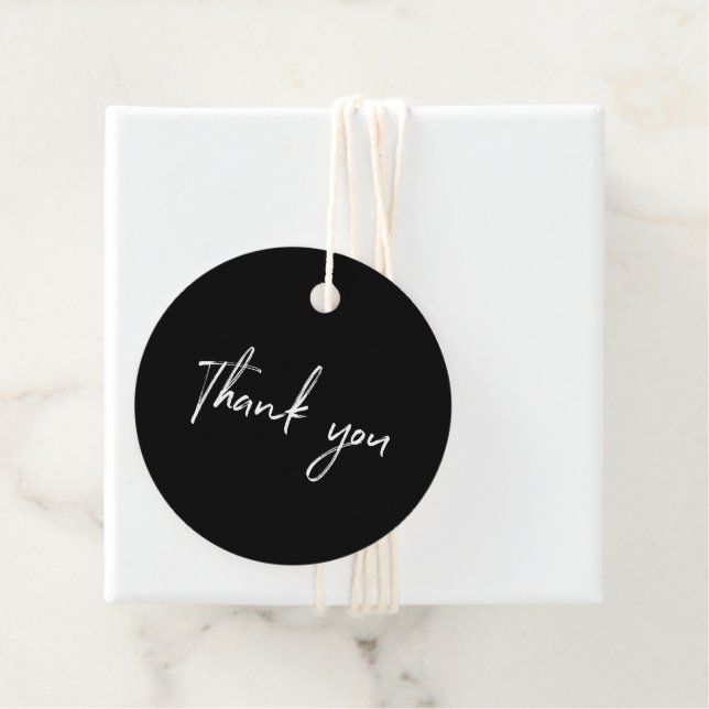 Étiquettes Cadeau Balise Noir & Blanc Forfait Merci PME (En situation)
