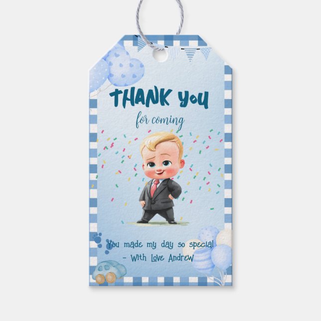 Étiquettes-cadeau Balise personnalisée Boss Baby Carte de remercieme (Devant)