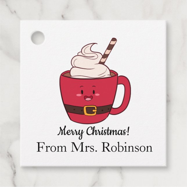 Étiquettes Cadeau Balise personnalisée Hot Chocolate Christmas Favor (Devant)
