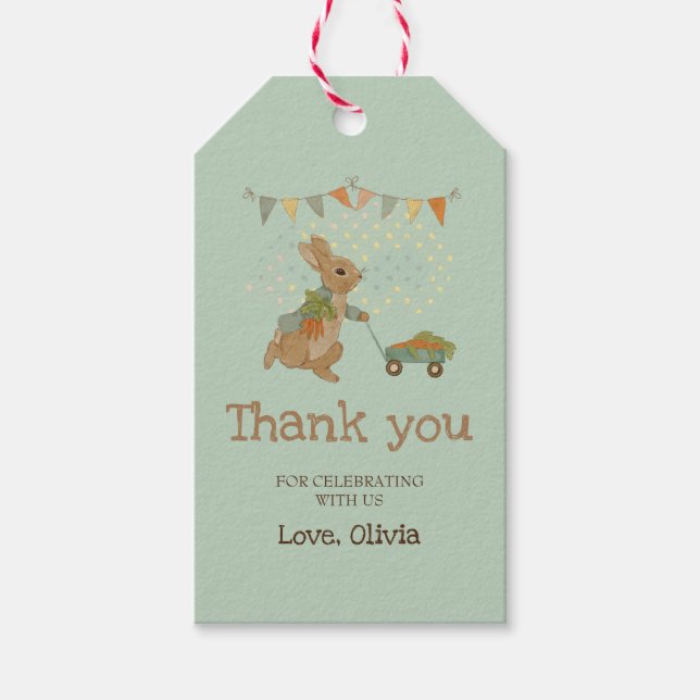 Étiquettes-cadeau Balise Peter Merci du lapin (Devant)
