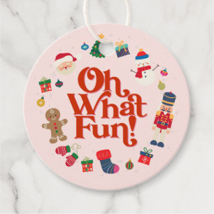 Étiquettes Cadeau Balise Pink Oh What Fun Christmas Anniversaire Fav