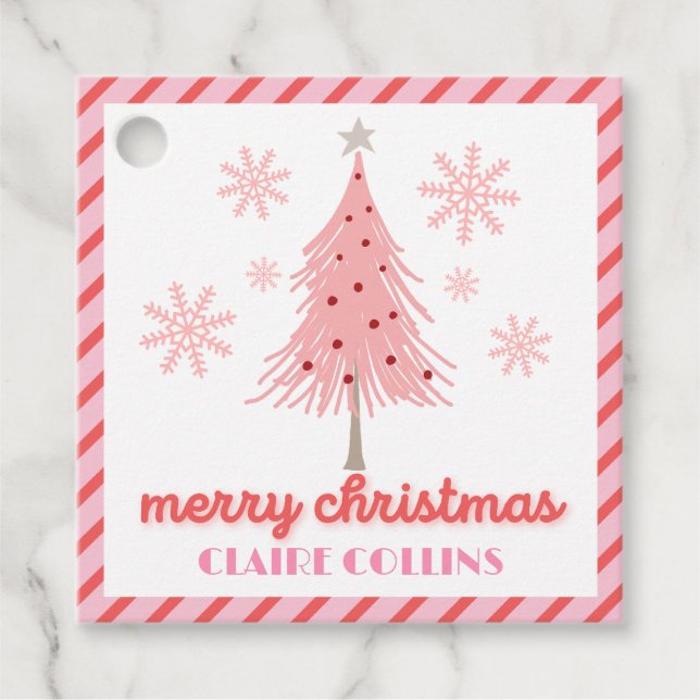 Étiquettes Cadeau Balise Pink Wonderland Christmas Tree Favoriser (Devant)