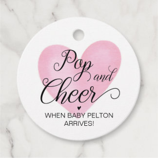 Étiquettes Cadeau Balise Pop Et Cheer Baby shower Rose Favoriser