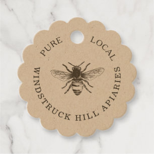Étiquettes Cadeau Balise Produits de l'abeille à miel Kraft réel