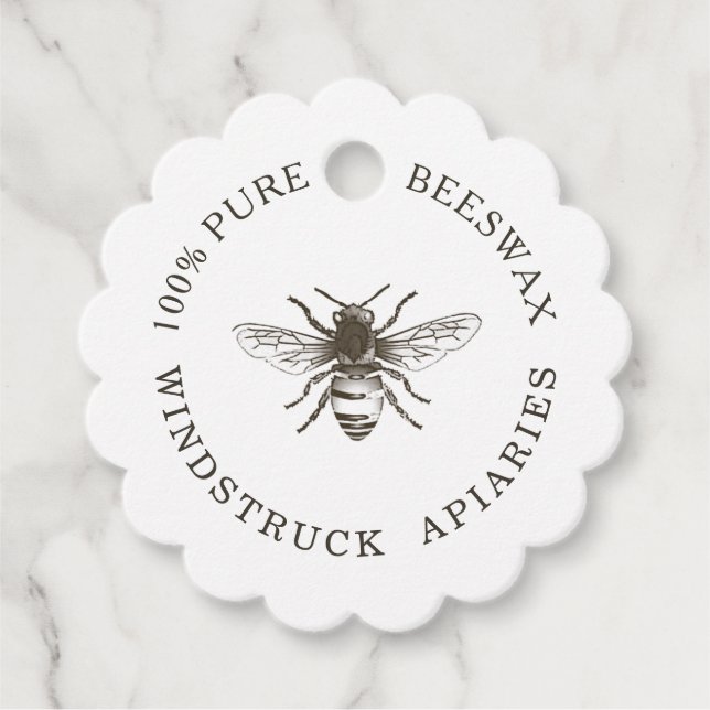 Étiquettes Cadeau Balise Produits de l'abeille blanche Scalloped (Devant)
