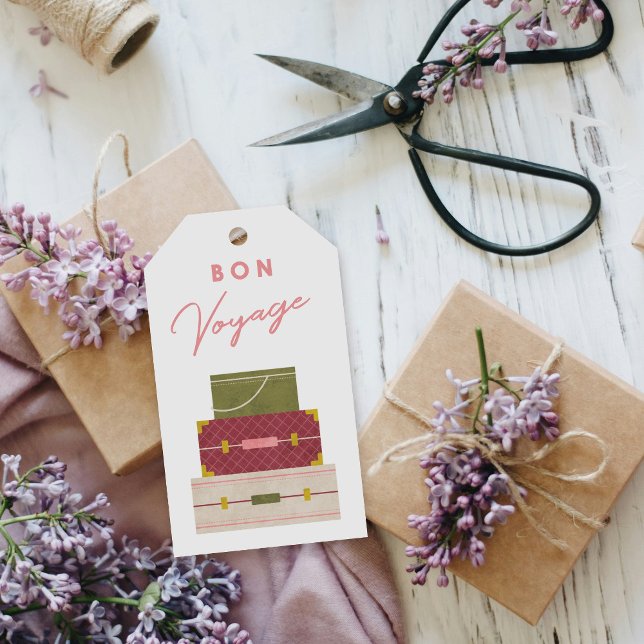Étiquettes-cadeau Balise Red Green Bon Voyage Party Favoriser (Créateur téléchargé)
