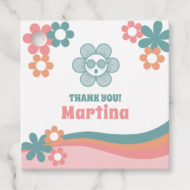 Étiquettes Cadeau Balise Retro Girl Birthday Favor (Devant)