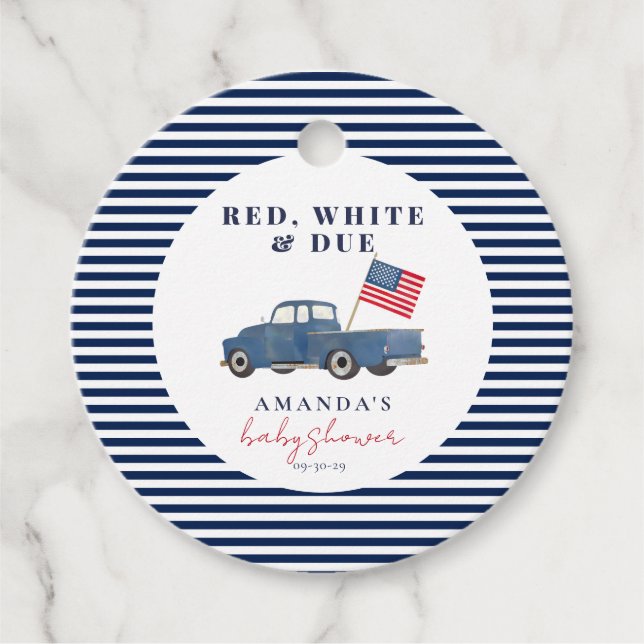 Étiquettes Cadeau Balise Rouge blanc et bon Baby shower patriotique  (Devant)