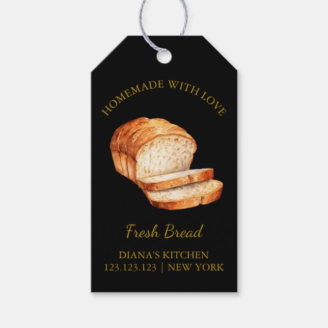 Étiquettes-cadeau Balise simple faite maison Hang Pain frais | Black (Devant)