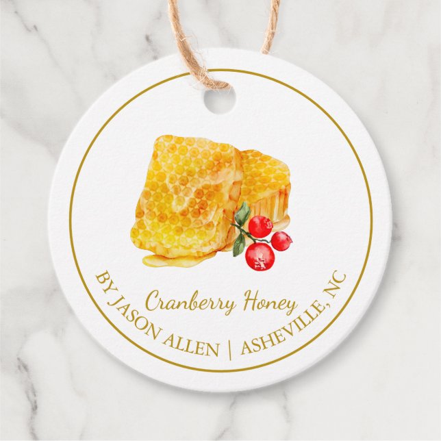 Étiquettes Cadeau Balise simple Hang de miel canneberge infusée de m (Devant)