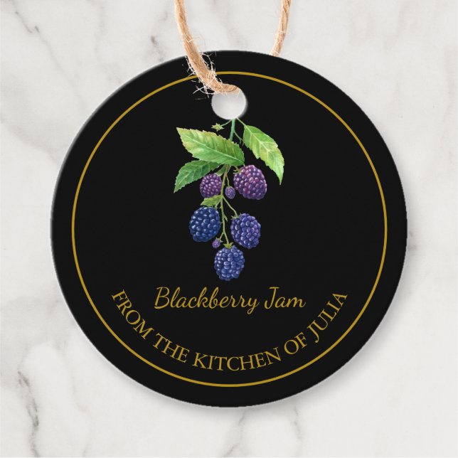 Étiquettes Cadeau Balise simple maison Blackberry Jam Hang | Noir (Devant)