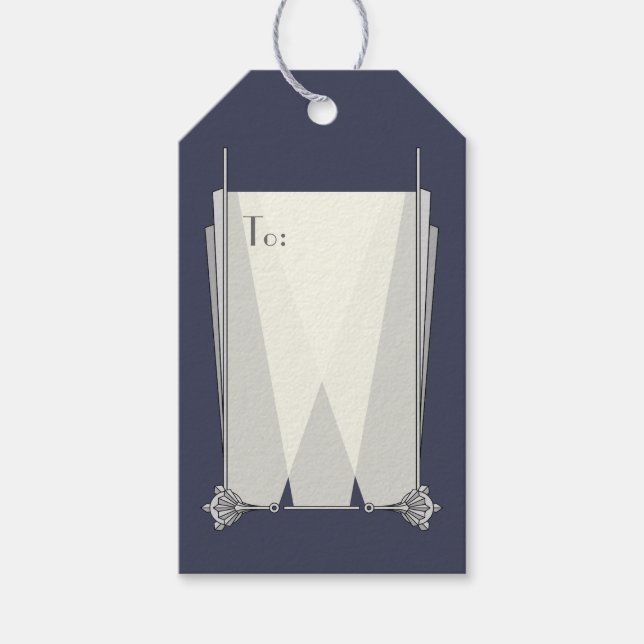 Étiquettes-cadeau Balise Swanky Art Deco in Blue Gift (Devant)