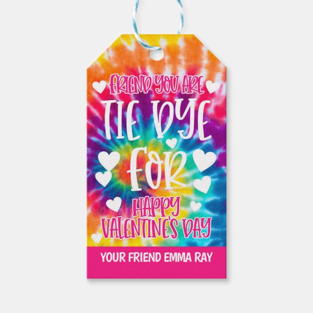 Étiquettes-cadeau Balise Tie Dye Valentine Favor (Devant)