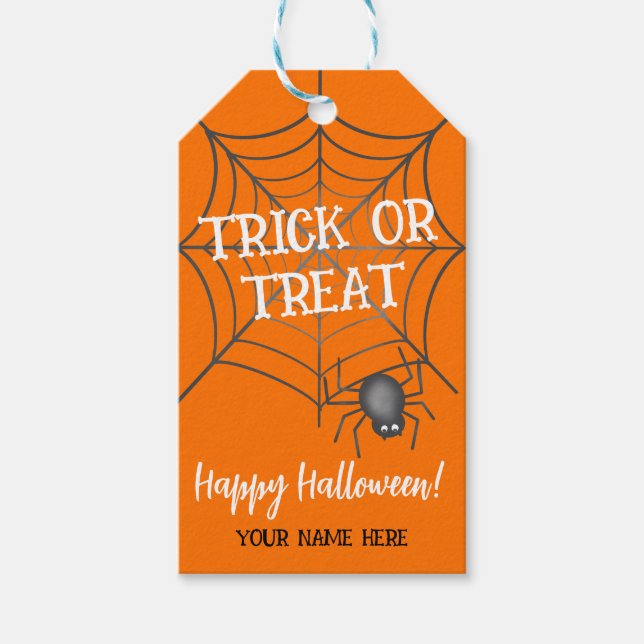 Étiquettes-cadeau Balise Trick ou Treat Favor (Devant)