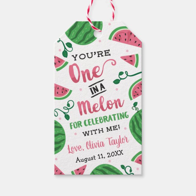 Étiquettes-cadeau Balise Un Dans Un Melon Anniversaire Favoriser (Devant)