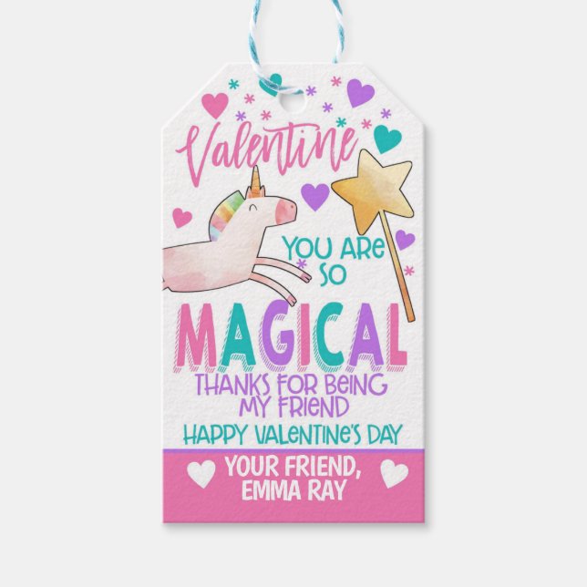 Étiquettes-cadeau Balise Unicorn Valentine Favor (Devant)
