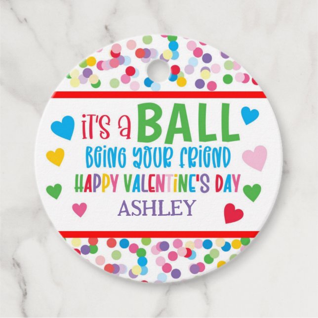 Étiquettes Cadeau Balise Valentine Bouncy Ball Favor (Devant)
