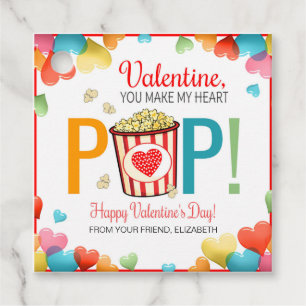 Étiquettes Cadeau Balise Valentine Popcorn