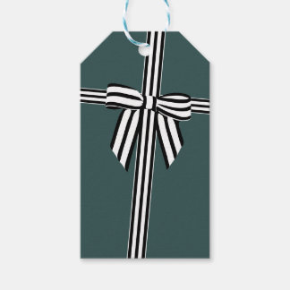 Étiquettes-cadeau Balise verte pour cadeau à la corbeille rayée