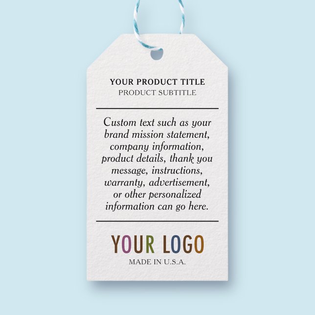 Étiquettes-cadeau Balises à accrochage papier avec logo de chaîne et (MISOOK White Hang Tag with Logo)