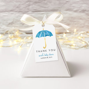 Étiquettes-cadeau Balises baby shower Favoriser   Parapluie bleu