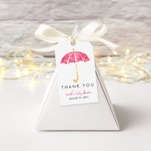 Étiquettes-cadeau Balises baby shower Favoriser   Parapluie rose