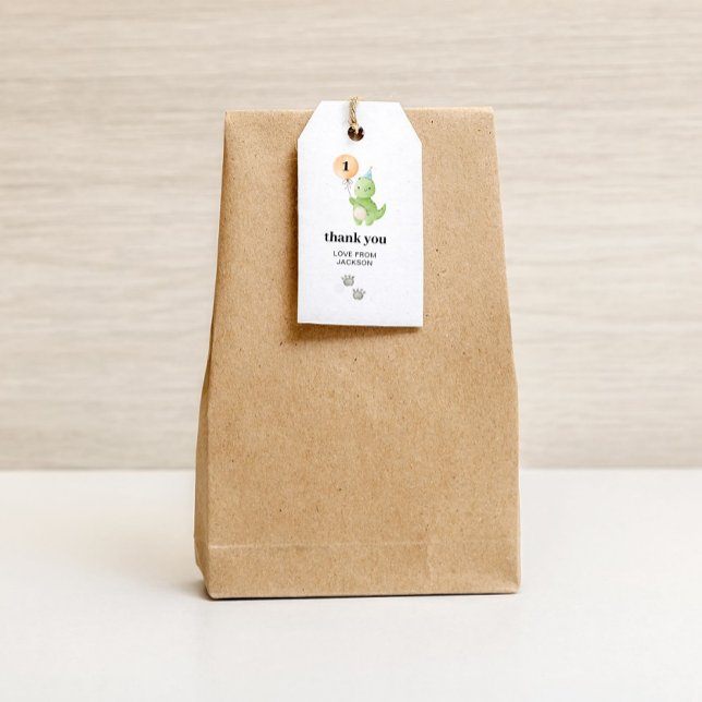 Étiquettes-cadeau Balises Cadeau Anniversaire de Cute Dinosaur (thank you birthday gift tag)