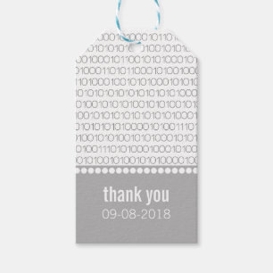 Étiquettes-cadeau Balises Cadeau Chic Code Binaire Geek Gris