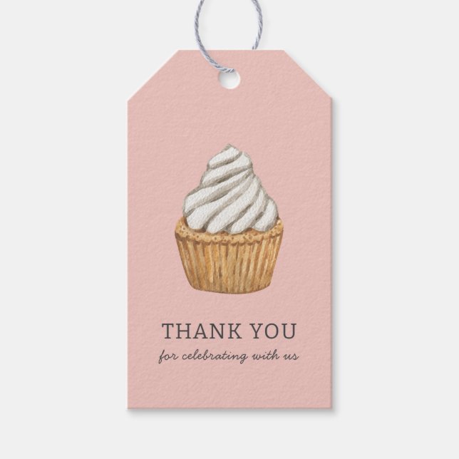 Étiquettes-cadeau Balises Cadeau Merci Cupcake Rose Cute (Devant)