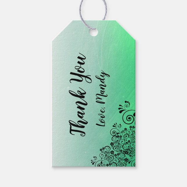 Étiquettes-cadeau Balises Cadeau Merci Vert Personnalisé (Devant)