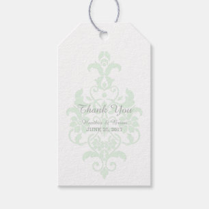 Étiquettes-cadeau Balises Cadeau Mint Green Subtle Mariage damassé