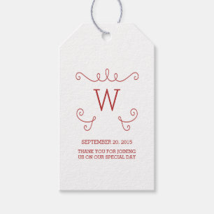 Étiquettes-cadeau Balises Cadeau Monogramme Whimsical Rouge