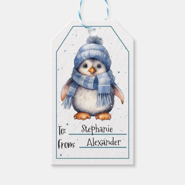 Étiquettes-cadeau Balises Cadeau Pingouin (Devant)