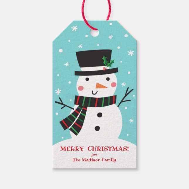 Étiquettes-cadeau Balises Cadeau Snowman (Devant)