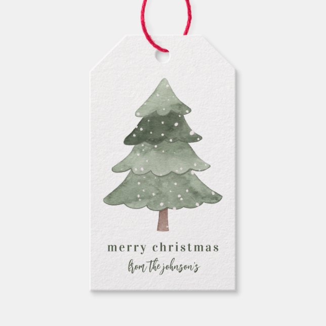 Étiquettes-cadeau Balises cadeaux Arbre aquarelle (Devant)