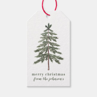 Étiquettes-cadeau Balises cadeaux Arbre aquarelle