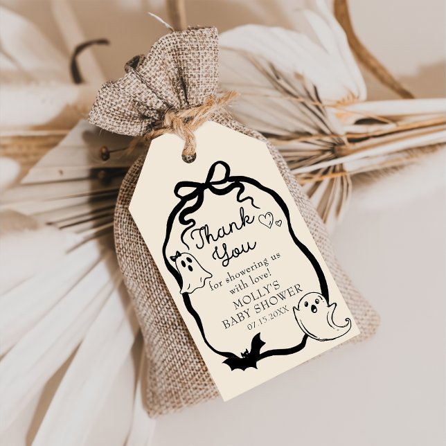 Étiquettes-cadeau Balises cadeaux Baby shower Black Bow Ghost hallow (Créateur téléchargé)