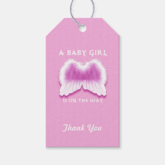 Étiquettes-cadeau Balises cadeaux Baby shower d'ailes Angel rose